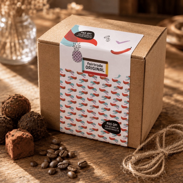 Voorbeeld van een sticker op een product
