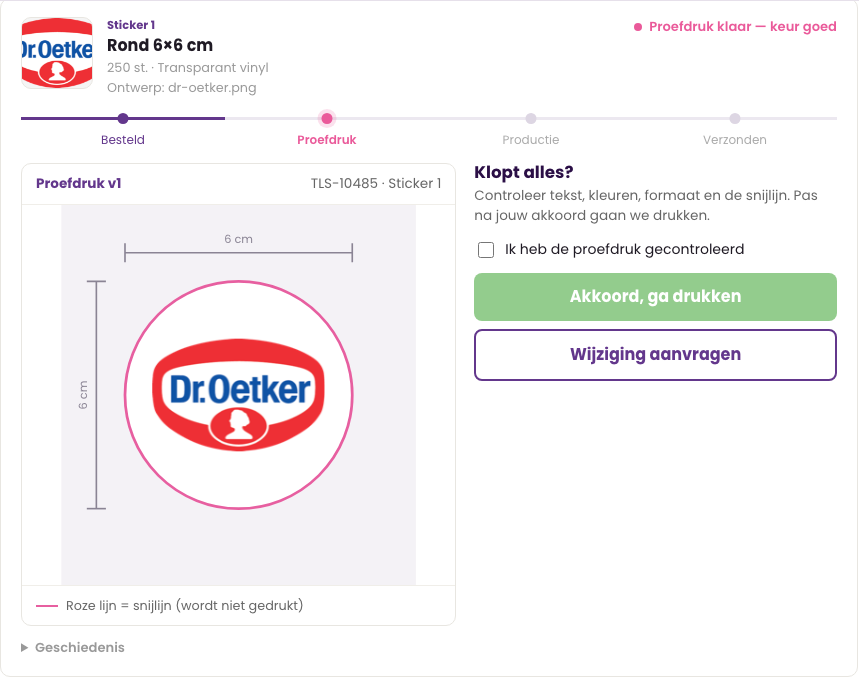Proefdruk goedkeuren in je account