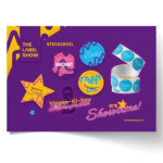 Flyer met stickers er op