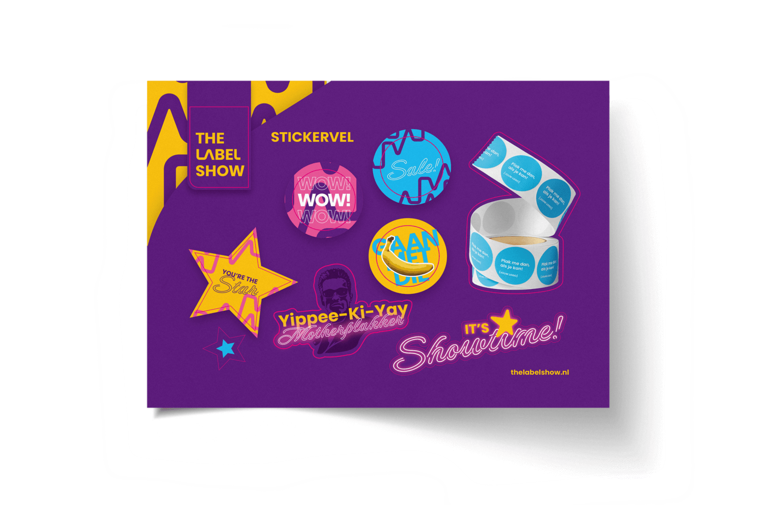 Flyer met stickers er op