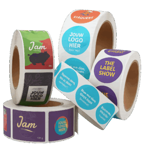 250 vierkante stickers op rol 6x6cm | witte folie mat